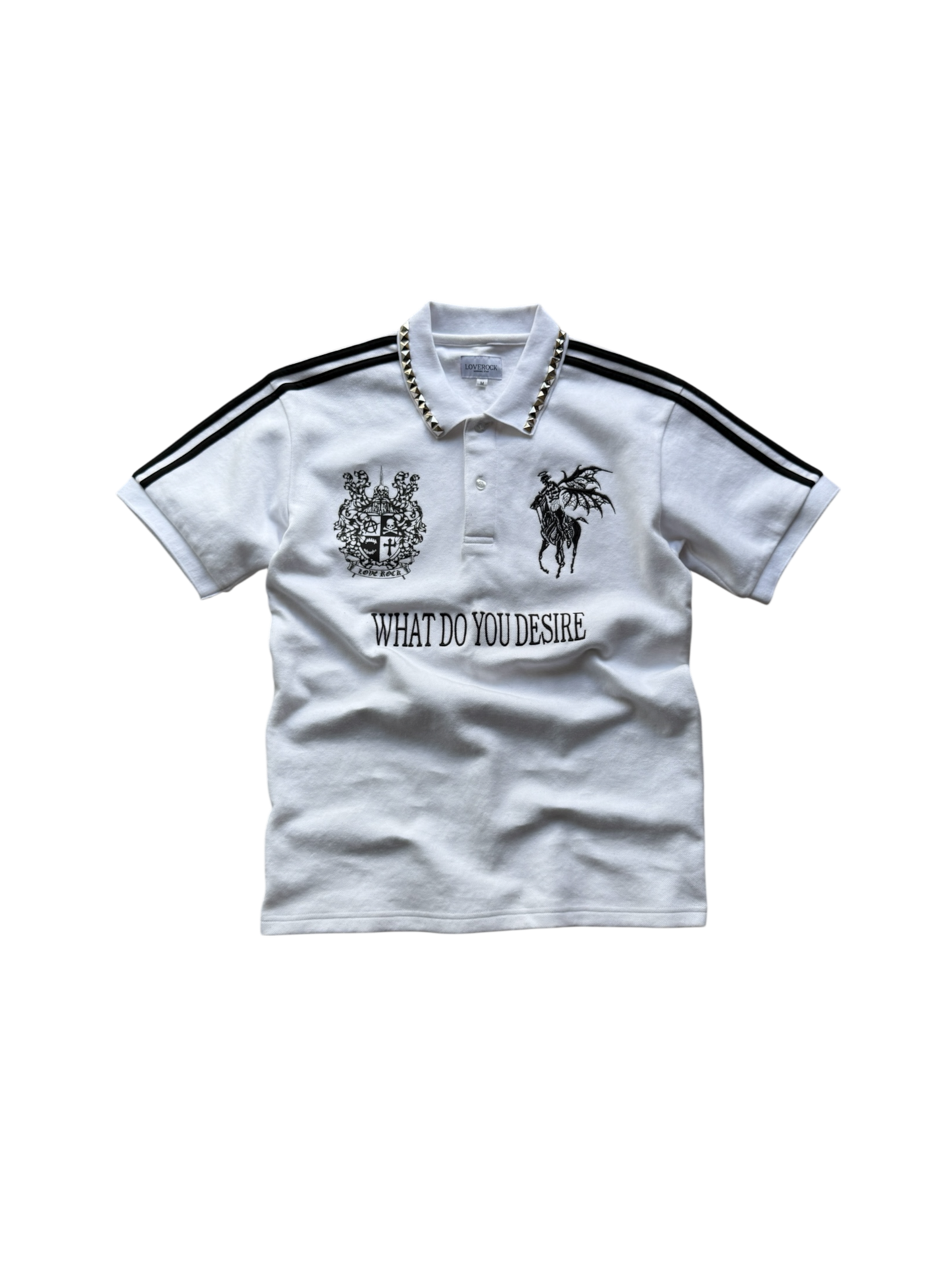 what do you desire studded polo white