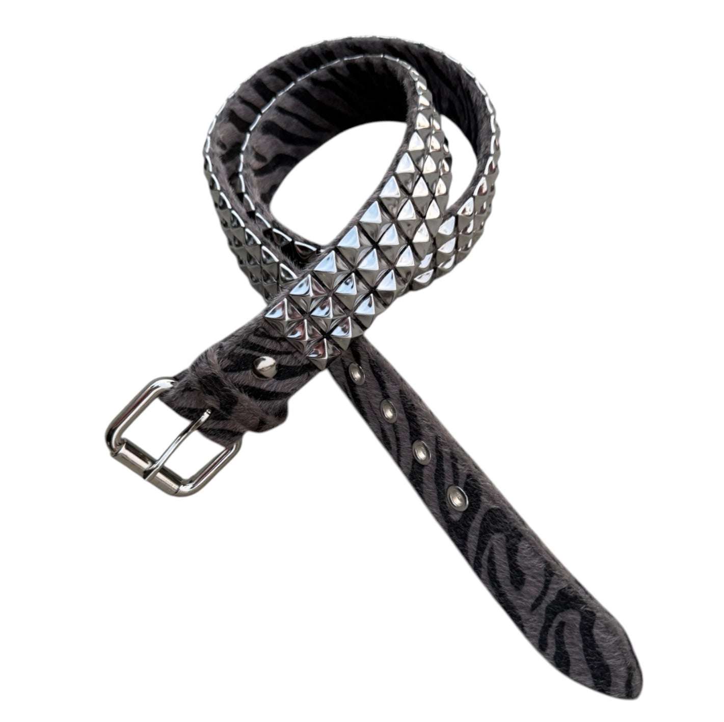 grey studded zebra belt (reversible)