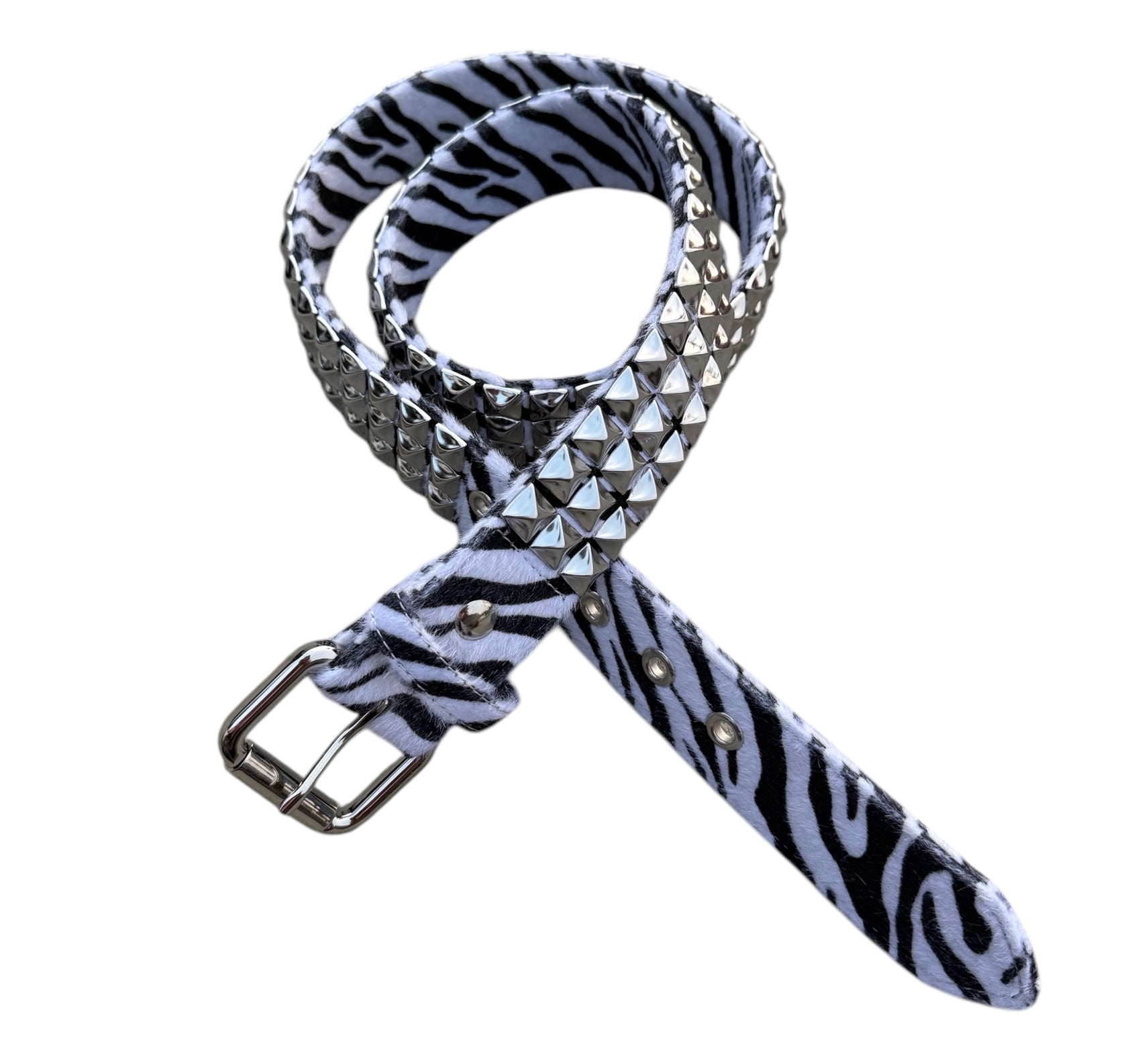 Black And White Studded Zebra Punk Rock Belt main image 1