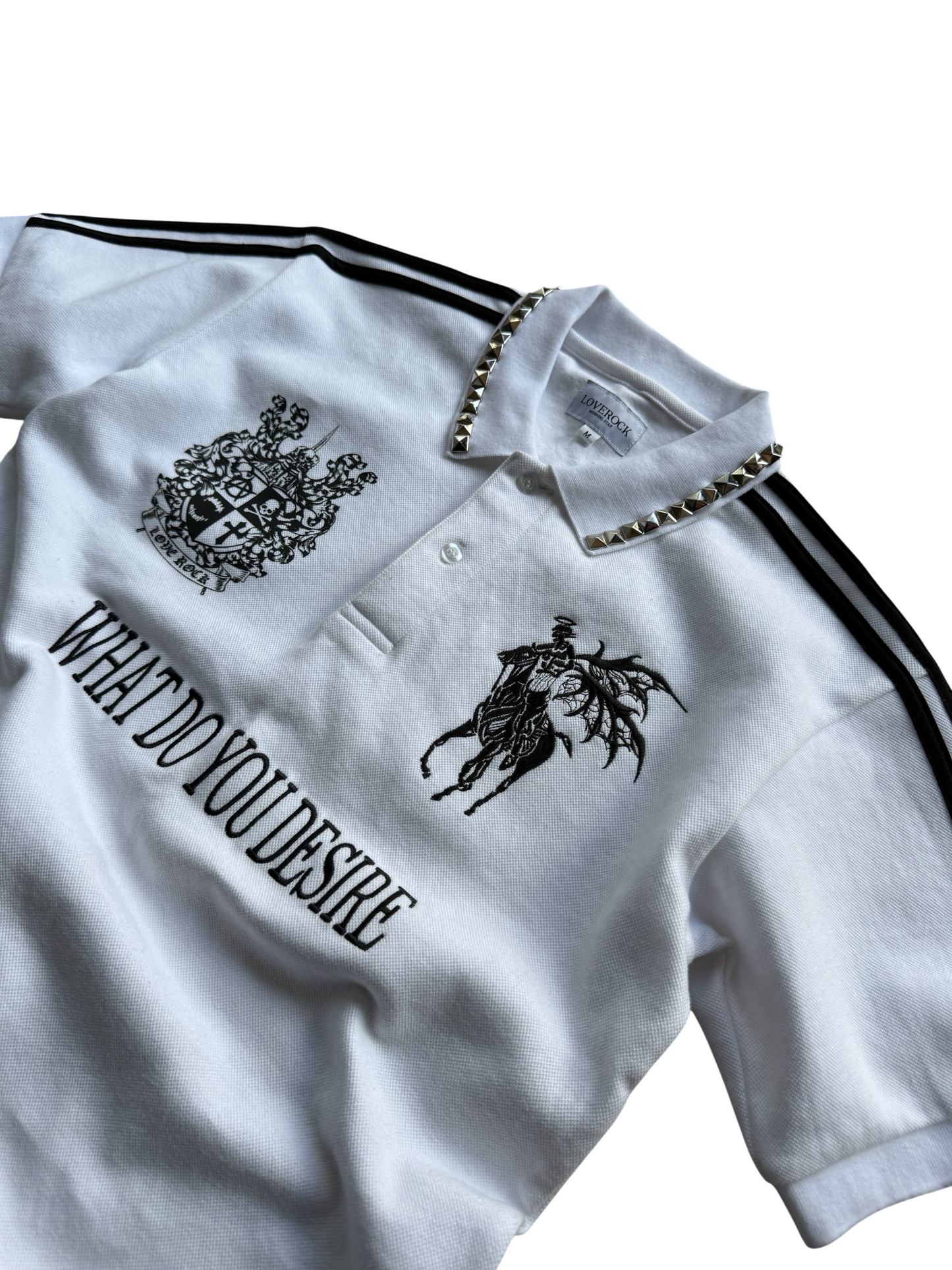 what do you desire studded polo white