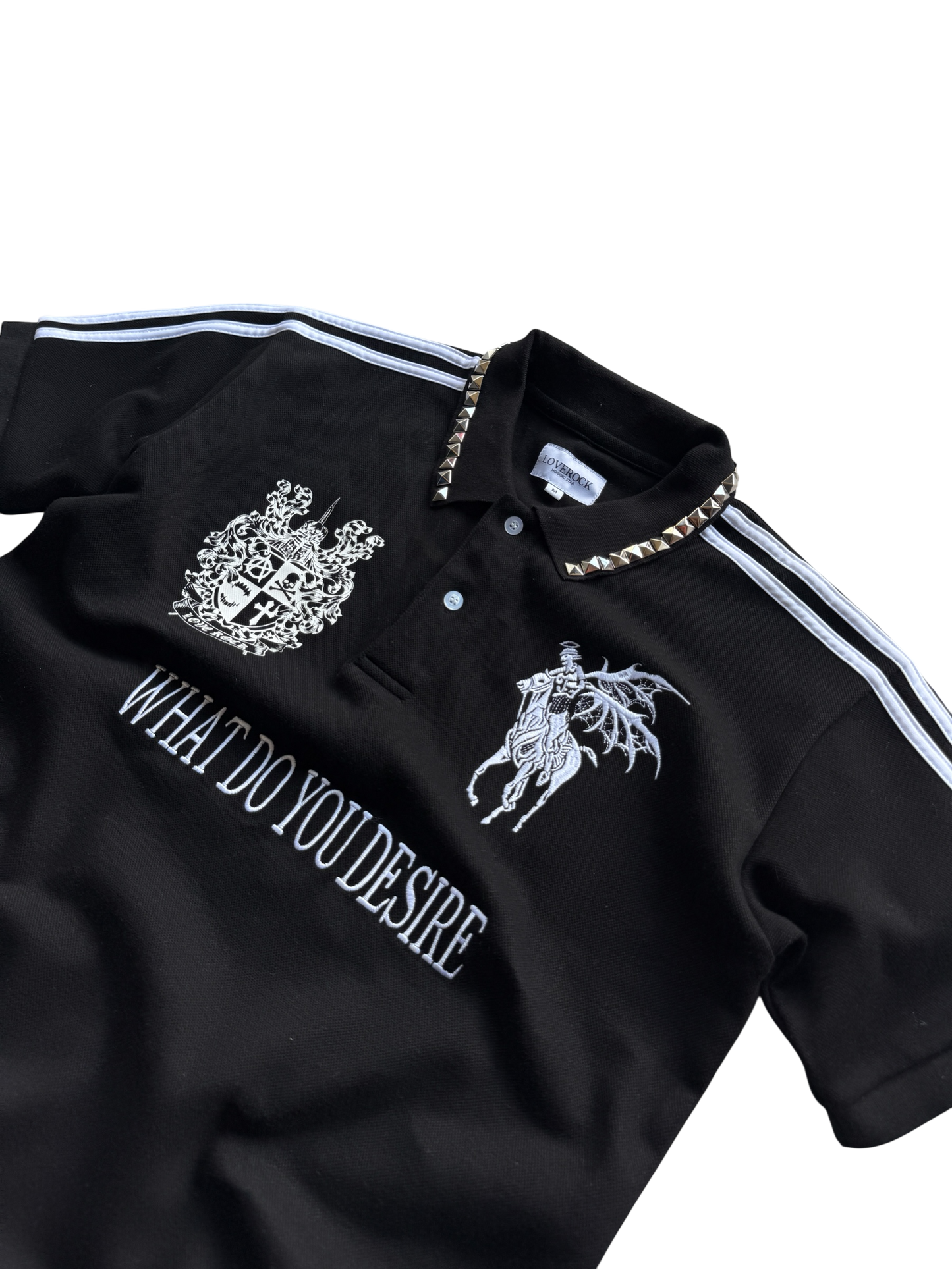 what do you desire studded polo (black)